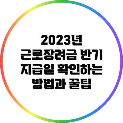 2023년 근로장려금 반기 지급일 확인하는 방법과 꿀팁