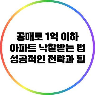 공매로 1억 이하 아파트 낙찰받는 법: 성공적인 전략과 팁