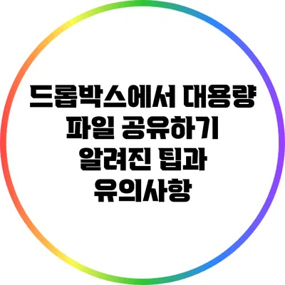 드롭박스에서 대용량 파일 공유하기: 알려진 팁과 유의사항