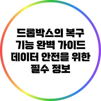 드롭박스의 복구 기능 완벽 가이드: 데이터 안전을 위한 필수 정보