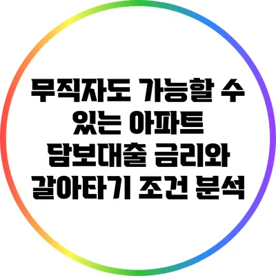 무직자도 가능할 수 있는 아파트 담보대출: 금리와 갈아타기 조건 분석