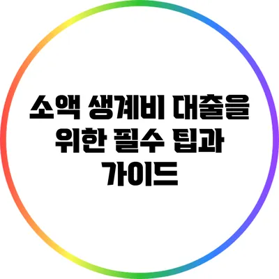 소액 생계비 대출을 위한 필수 팁과 가이드