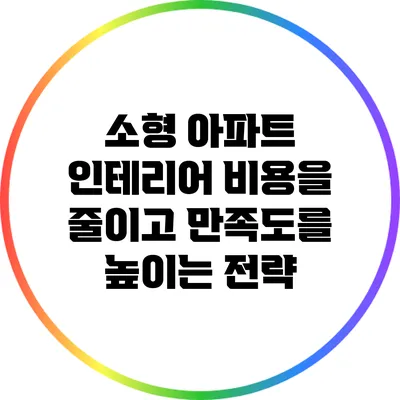 소형 아파트 인테리어: 비용을 줄이고 만족도를 높이는 전략