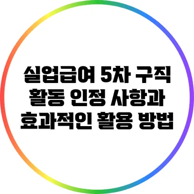 실업급여 5차 구직 활동 인정 사항과 효과적인 활용 방법
