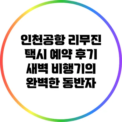 인천공항 리무진 택시 예약 후기: 새벽 비행기의 완벽한 동반자