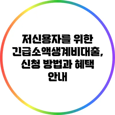 저신용자를 위한 긴급소액생계비대출, 신청 방법과 혜택 안내