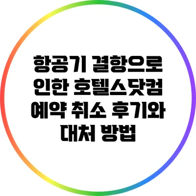 항공기 결항으로 인한 호텔스닷컴 예약 취소 후기와 대처 방법