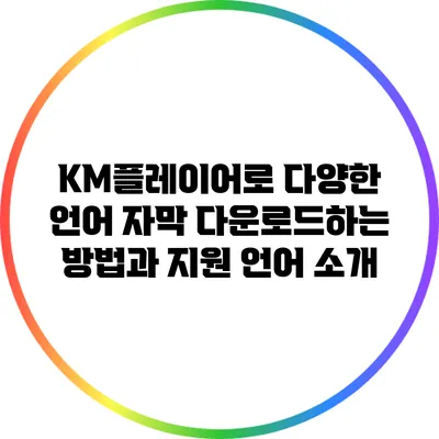 KM플레이어로 다양한 언어 자막 다운로드하는 방법과 지원 언어 소개