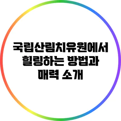 국립산림치유원에서 힐링하는 방법과 매력 소개