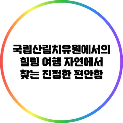 국립산림치유원에서의 힐링 여행: 자연에서 찾는 진정한 편안함