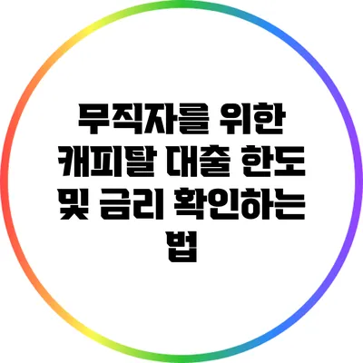 무직자를 위한 캐피탈 대출 한도 및 금리 확인하는 법