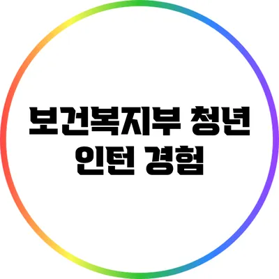 보건복지부 청년 인턴 경험