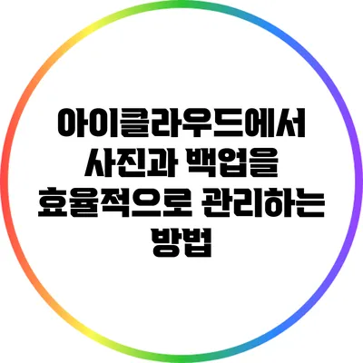 아이클라우드에서 사진과 백업을 효율적으로 관리하는 방법