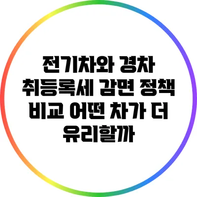 전기차와 경차 취등록세 감면 정책 비교: 어떤 차가 더 유리할까?