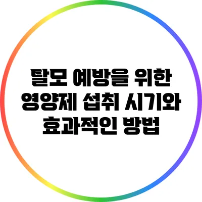 탈모 예방을 위한 영양제 섭취 시기와 효과적인 방법