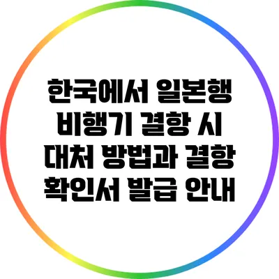한국에서 일본행 비행기 결항 시 대처 방법과 결항 확인서 발급 안내