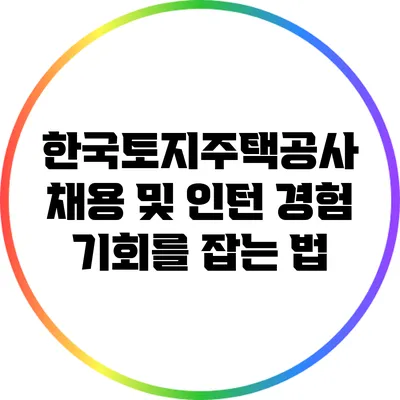 한국토지주택공사 채용 및 인턴 경험: 기회를 잡는 법