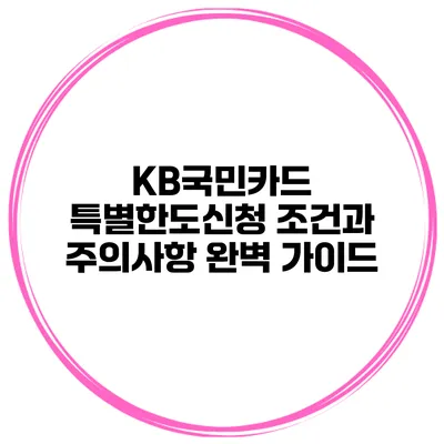 KB국민카드 특별한도신청 조건과 주의사항 완벽 가이드