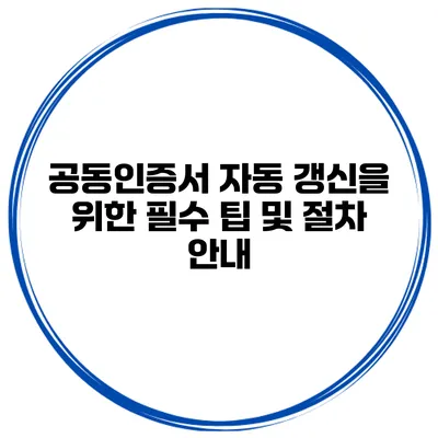 공동인증서 자동 갱신을 위한 필수 팁 및 절차 안내