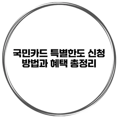국민카드 특별한도 신청 방법과 혜택 총정리