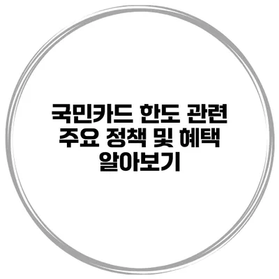 국민카드 한도 관련 주요 정책 및 혜택 알아보기