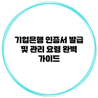 기업은행 인증서 발급 및 관리 요령 완벽 가이드