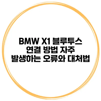 BMW X1 블루투스 연결 방법 자주 발생하는 오류와 대처법