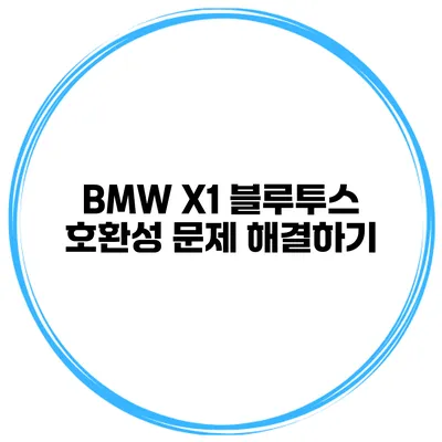 BMW X1 블루투스 호환성 문제 해결하기