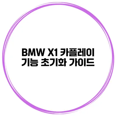 BMW X1 카플레이 기능 초기화 가이드