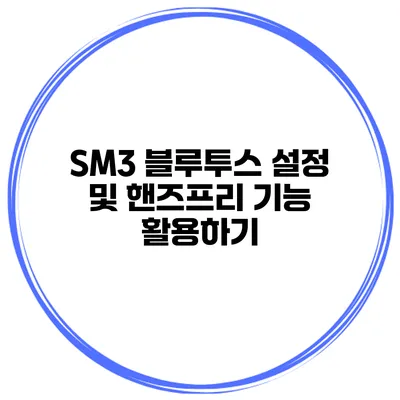 SM3 블루투스 설정 및 핸즈프리 기능 활용하기
