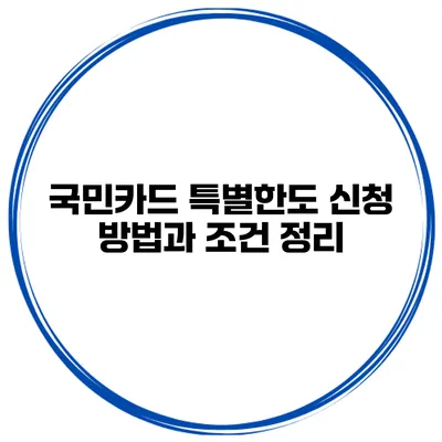 국민카드 특별한도 신청 방법과 조건 정리