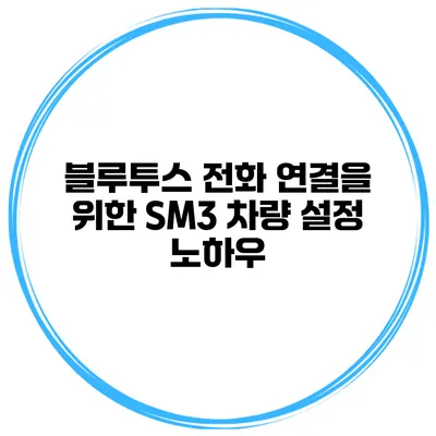 블루투스 전화 연결을 위한 SM3 차량 설정 노하우