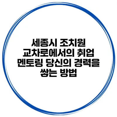 세종시 조치원 교차로에서의 취업 멘토링: 당신의 경력을 쌓는 방법