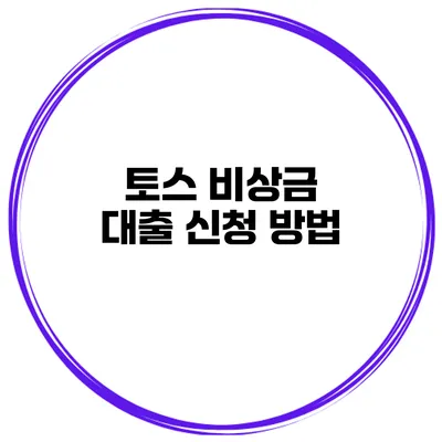 토스 비상금 대출: 신청 방법
